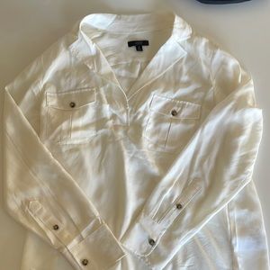 J. Crew Silk Patch Pocket Popover Shirt in Cream - Small